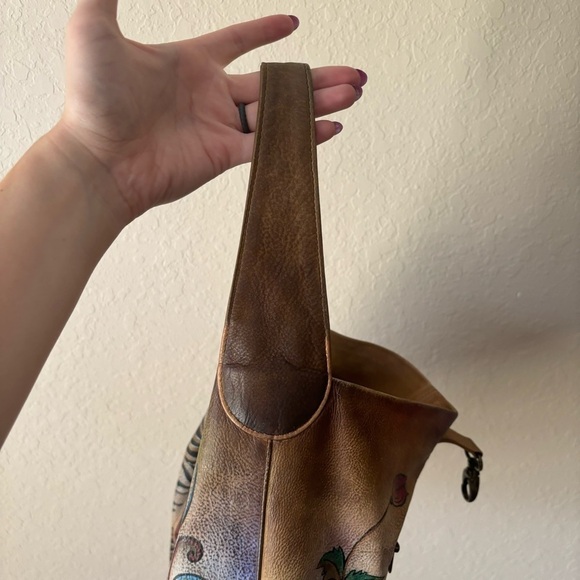 Anuschka | Women's Genuine Leather Hand-painted Butterfly Floral Shoulder Bag - Picture 9 of 15